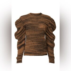 NAADAM Brown Striped Crew Neck Sweater